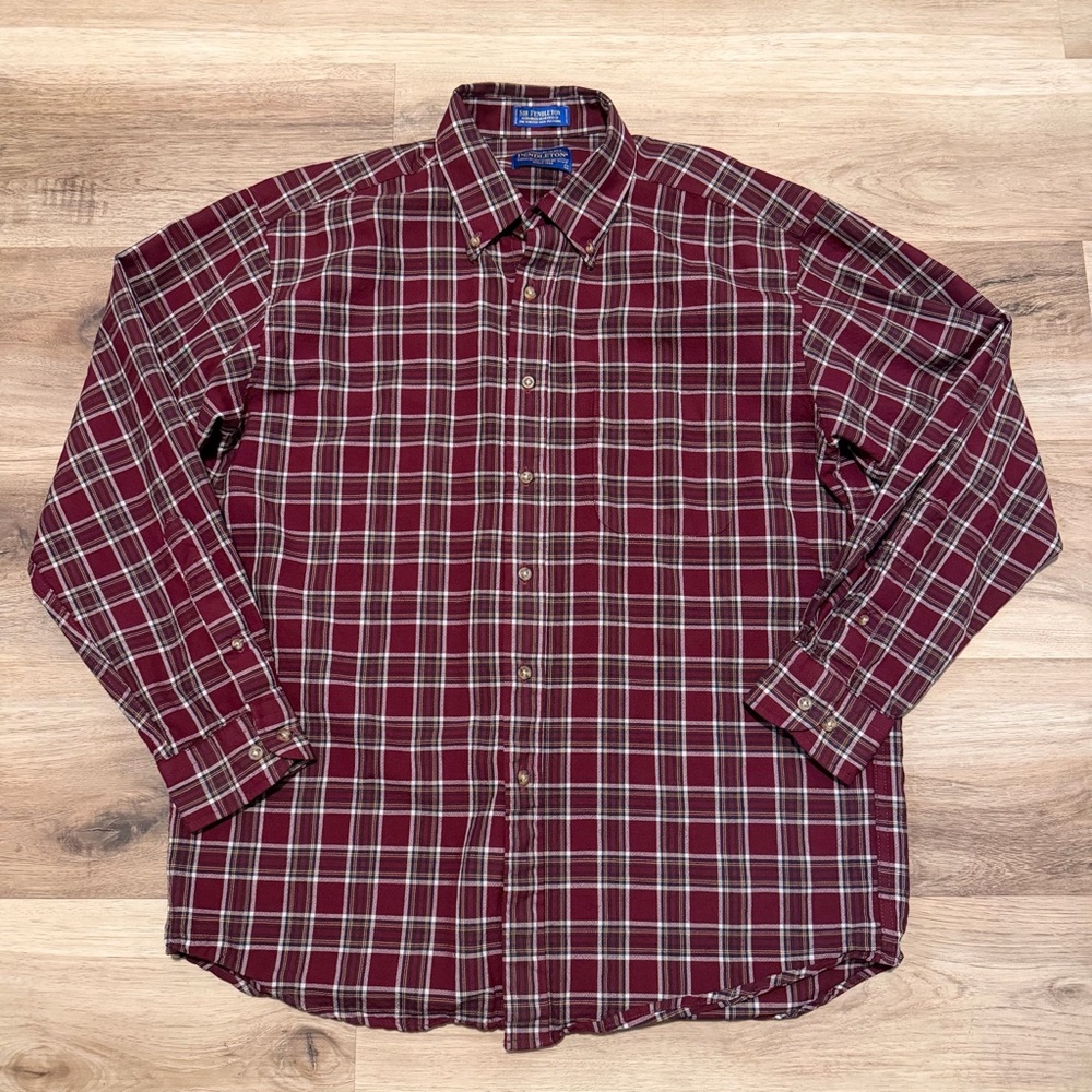 Vintage Pendleton Men’s  Red Plaid Sir Pendleton 100% Virgin Wool Size L
